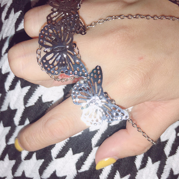 Conjoined Butterfly Bracelet Ring  YC21924