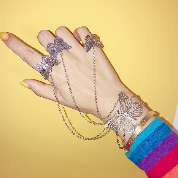 Conjoined Butterfly Bracelet Ring  YC21924