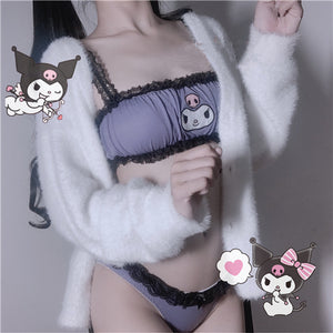 Cute plush bra underwear Japanese cartoon rabbit underwear small chest  gathered skin-friendly girls bralette my melody bra