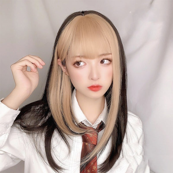 Lolita long straight mixed color wig YC24520