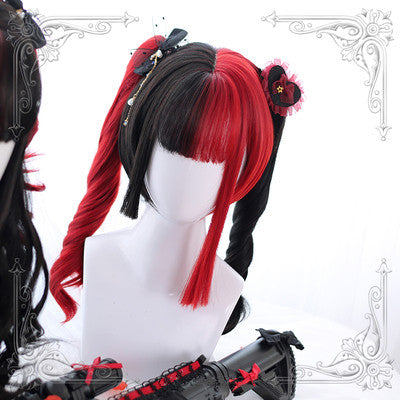 Lolita red and black colorblock wig     YC21439