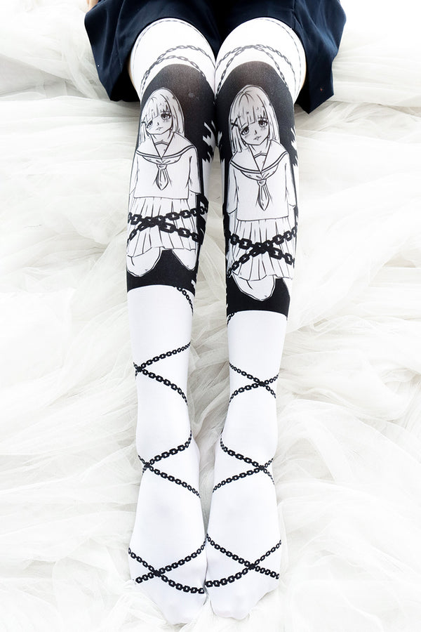 Sexy anime print over the knee socks YC24417
