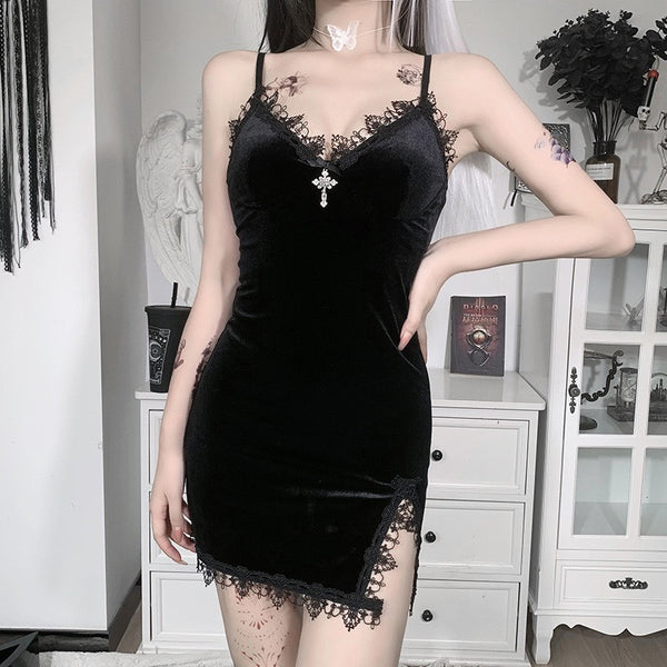 gothic velvet slip dress yc24742