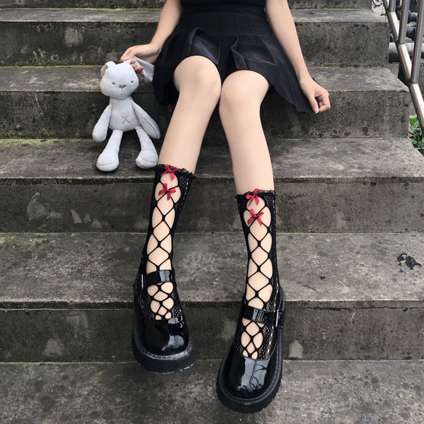 lolita bow fishnet socks yc24714