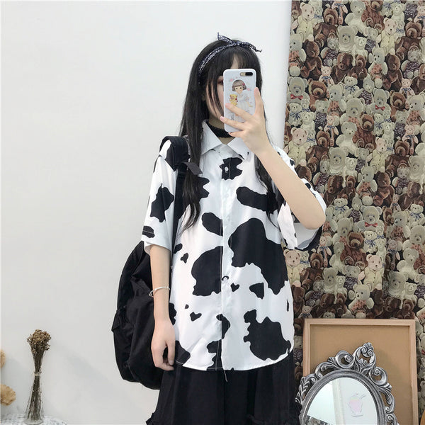 Cow pattern short sleeve shirt yc22788