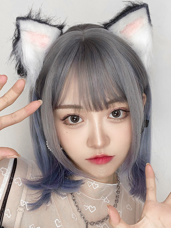 Gradient mixed color short wig YC24413