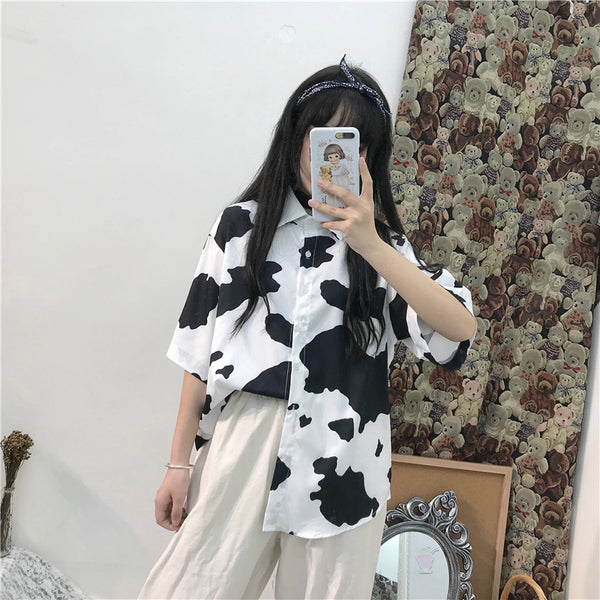 Cow pattern short sleeve shirt yc22788