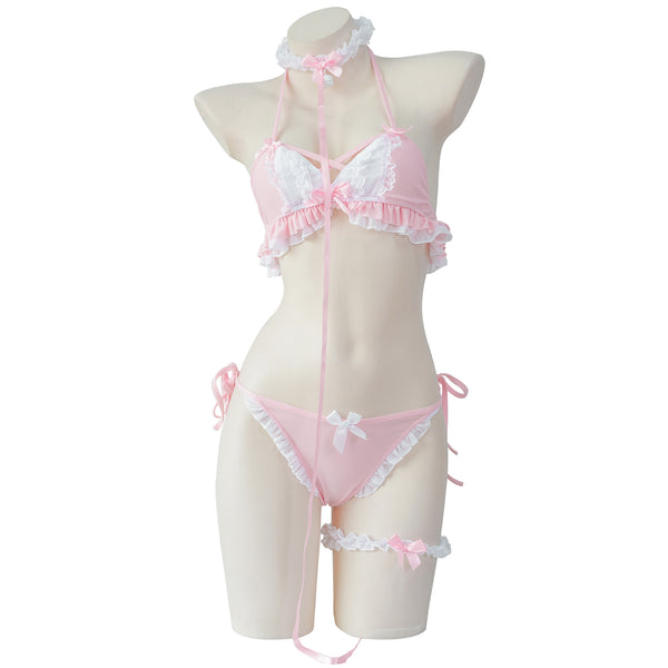 Cute pink lace bikini set yc50169