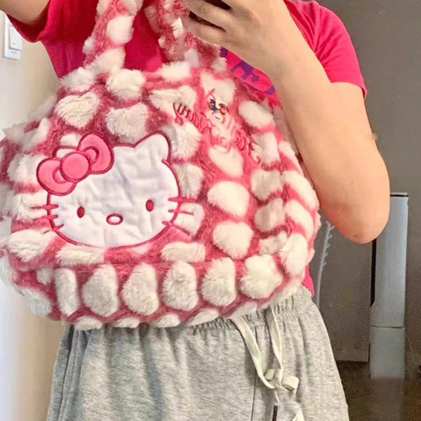 Cute kitty pink plush bag yc24657