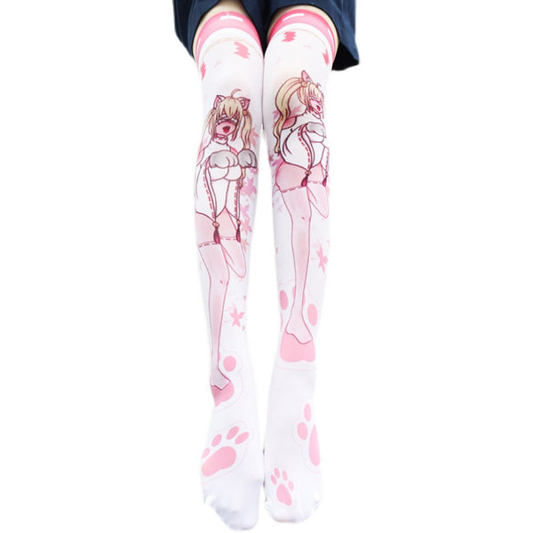 Sexy anime print over the knee socks YC24418