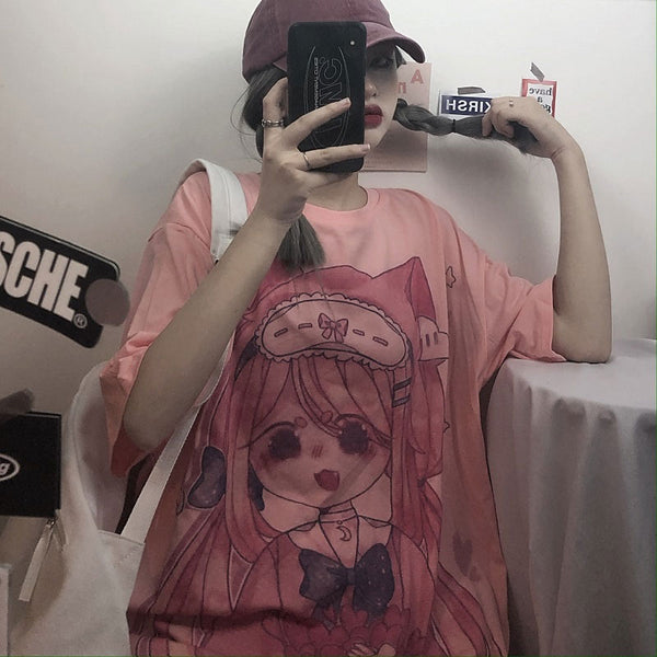 Harajuku cartoon anime print T-shirt YC24169