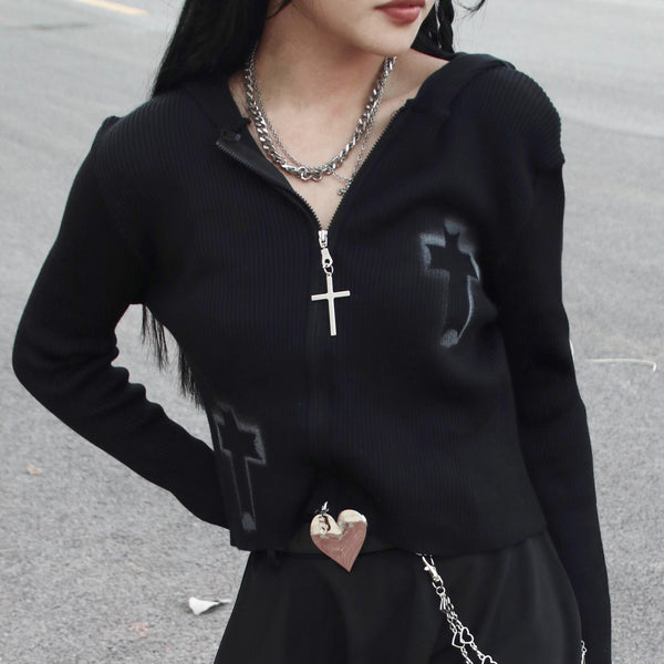 Harajuku Black Long Sleeve Top YC245136