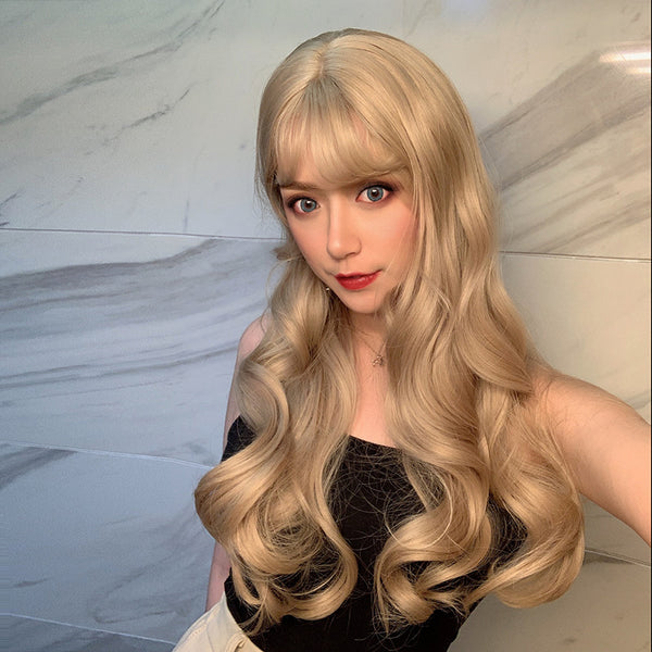 lolita golden gray curly wig YC23715