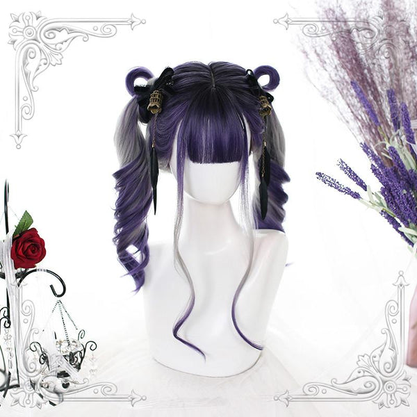 Lolita purple gray gradient curly wig  yc22830