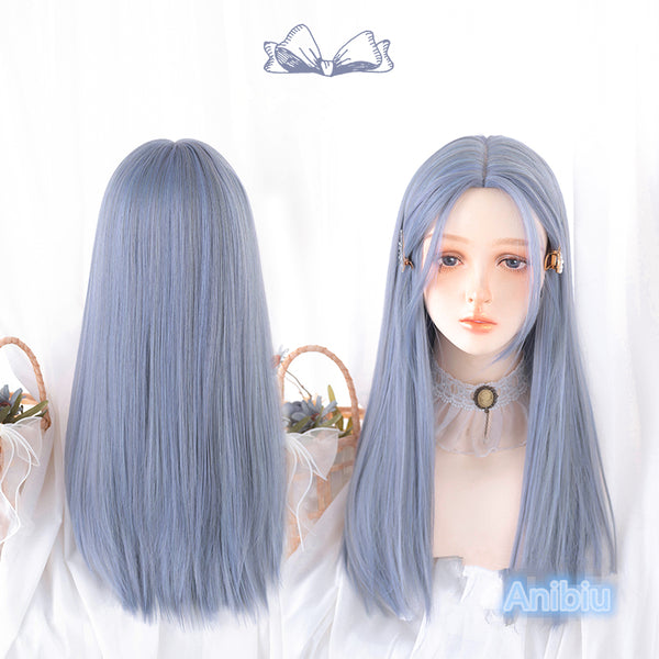 Lolita fog gray blue wig yc24636