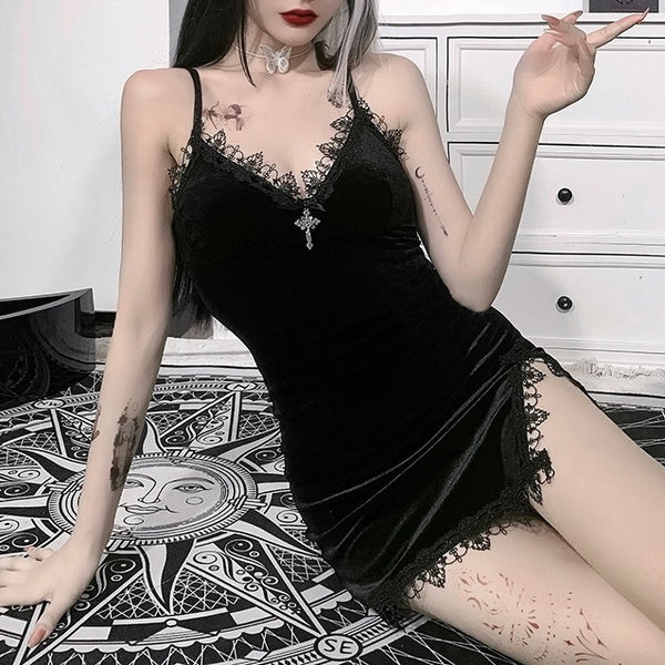 gothic velvet slip dress yc24742