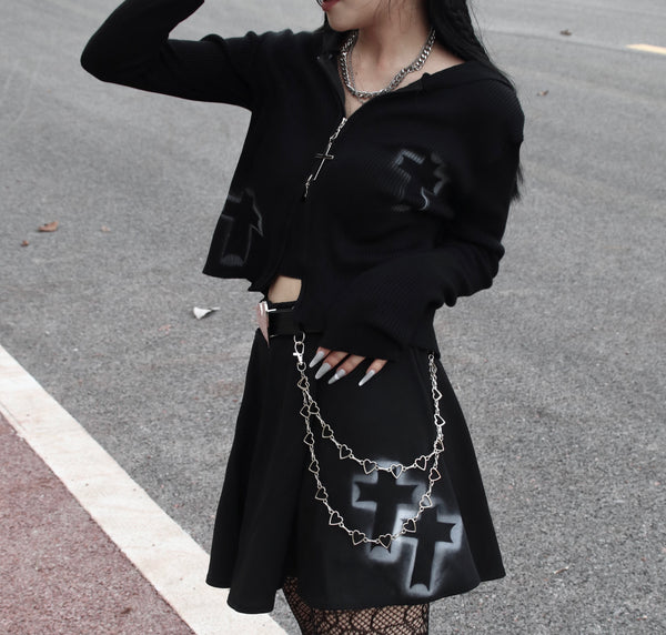 Harajuku Black Long Sleeve Top YC245136