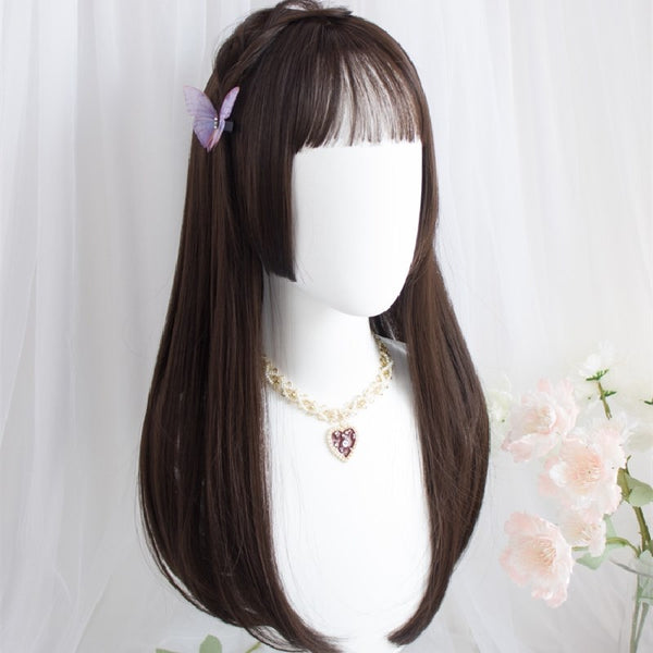 Harajuku Black Brown Long Straight Hair Wig YC24331