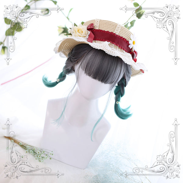 Harajuku gray-green gradient wig YC21658