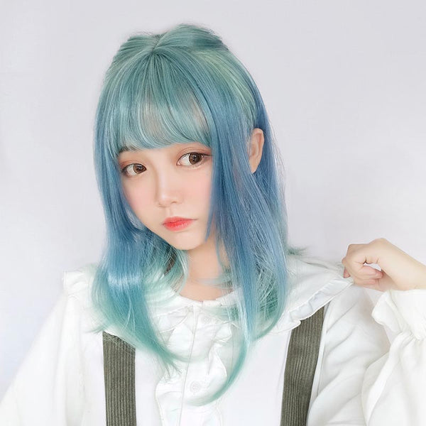 Harajuku Blue Green Gradient Wig yc20973