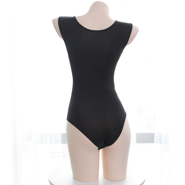 Semi-permeable mesh dark button swimsuit   YC21346