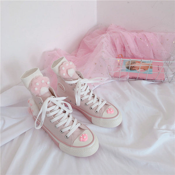 Pink cat claw canvas shoes yc22358