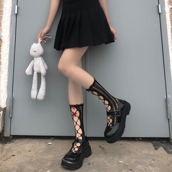 lolita bow fishnet socks yc24714