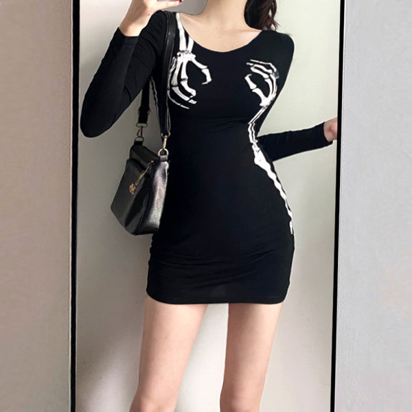 DARK PUNK SKELETON SKELETON DRESS YC24561