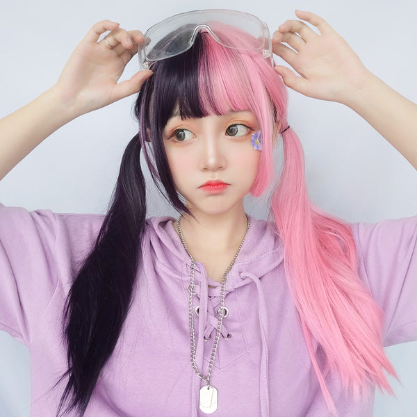 Lolita pink black stitching wig    YC21471