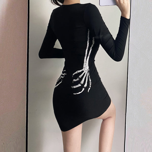 DARK PUNK SKELETON SKELETON DRESS YC24561