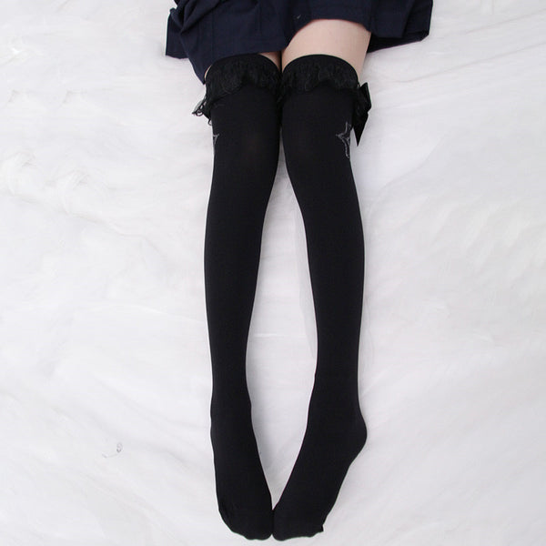 Harajuku sexy lace bow high socks  YC21201