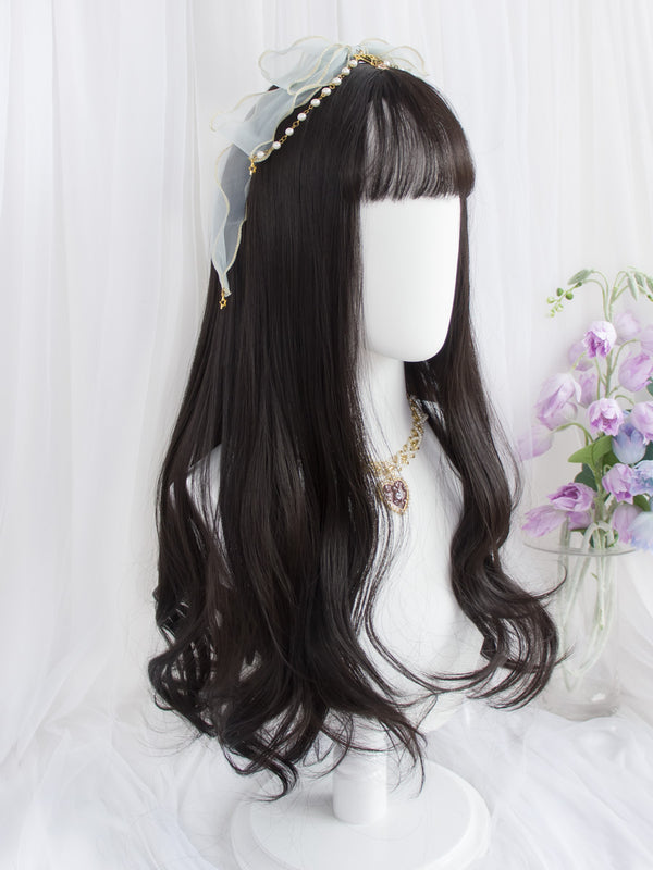 Lolita long curly hair black brown wig YC24332