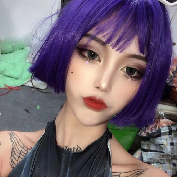 Harajuku Purple Short Straight Hair Wig YC24327