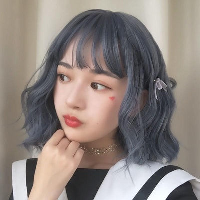 Haze blue curly wig yc24571