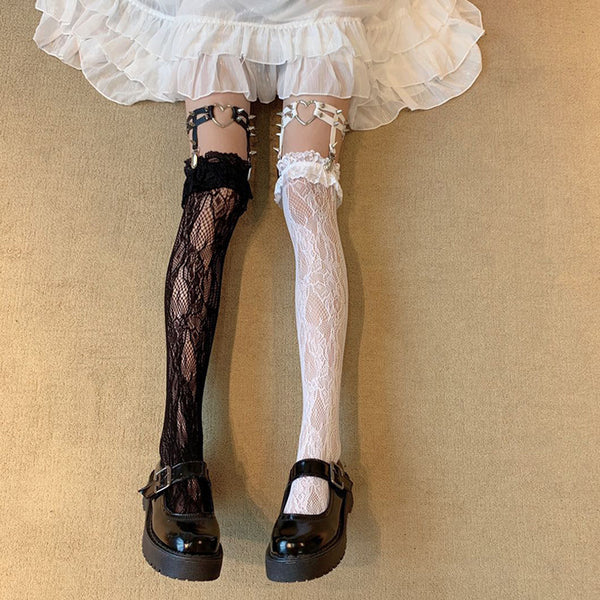 Sexy over-the-knee lace leg socks + leg loops YC24471