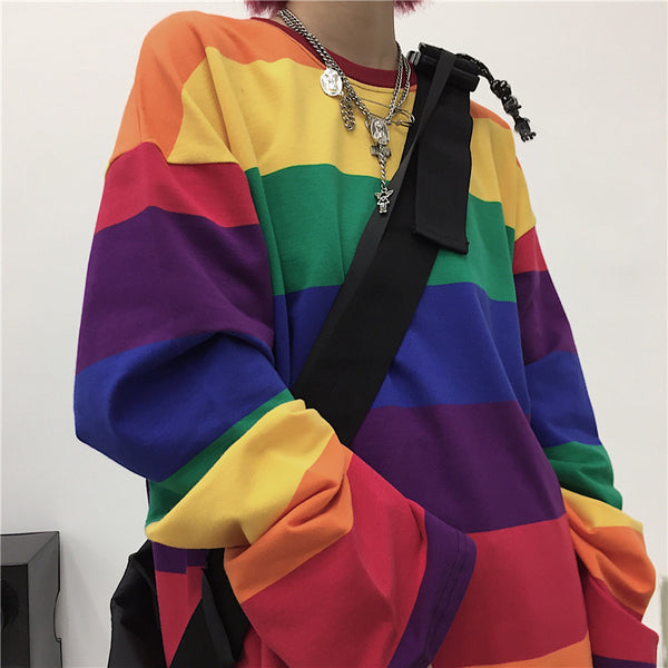Rainbow Striped Long Sleeve T-Shirt yc22409