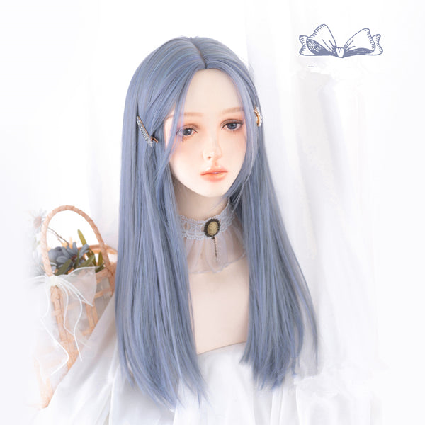 Lolita fog gray blue wig yc24636