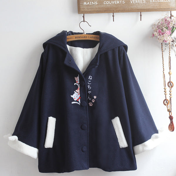Japanese cat embroidery cape + shirt yc50205