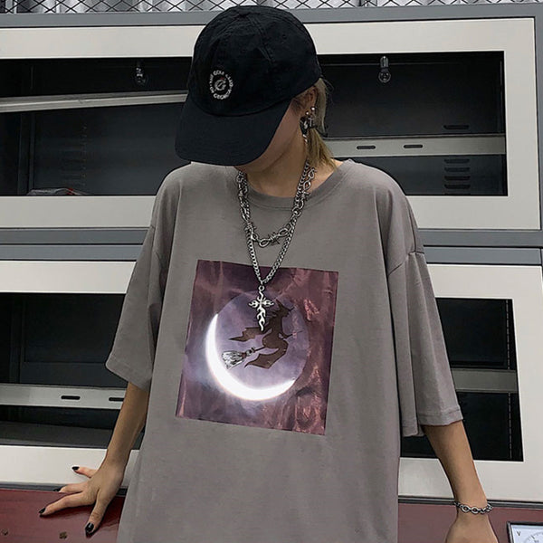 Moon Witch Print T-Shirt  YC21723
