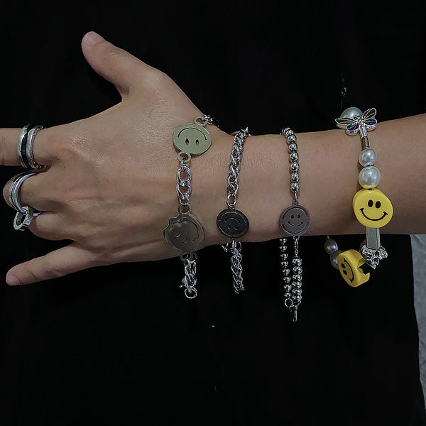 Hip hop smiley couple bracelet yc22686