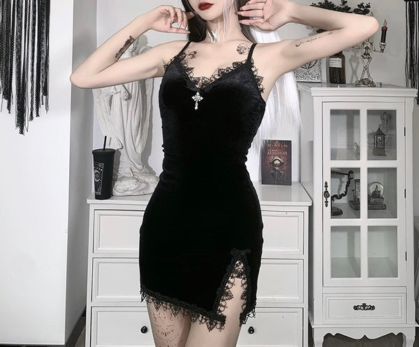 gothic velvet slip dress yc24742