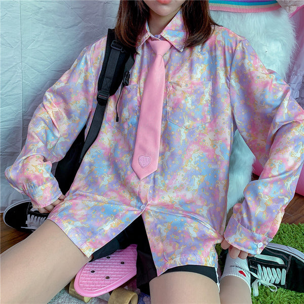 Gradient Unicorn Long Sleeve Shirt YC22017