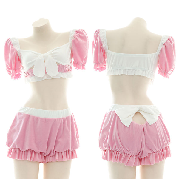 Bow Fan Plush Pajamas yc24653