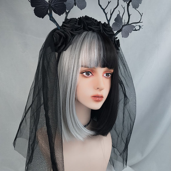 Black and white mixed color wig yc22462