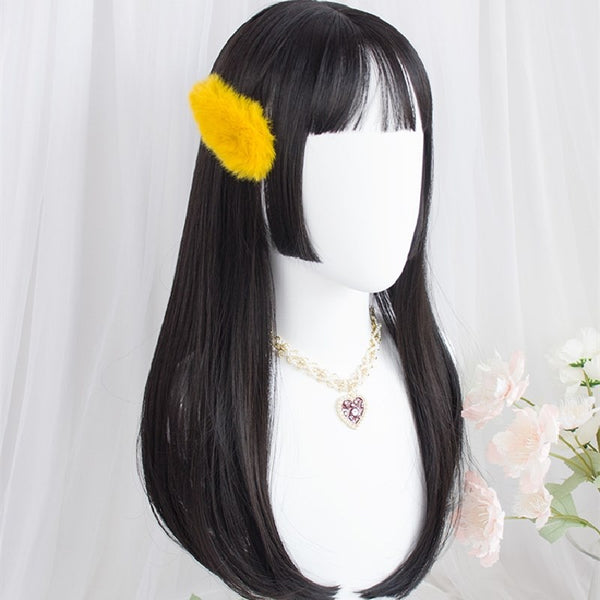 Harajuku Black Brown Long Straight Hair Wig YC24331