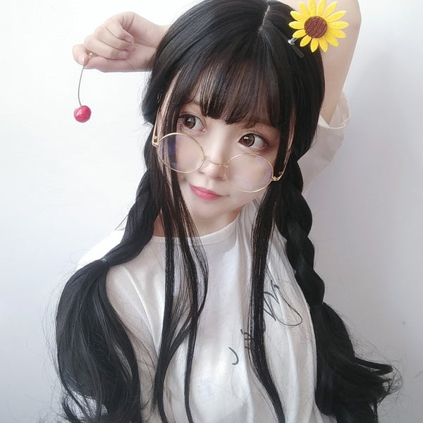 Lolita long curly hair black brown wig YC24332