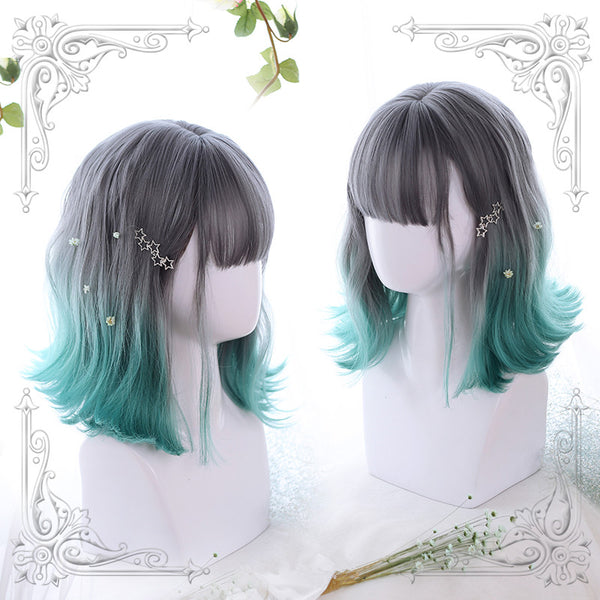Harajuku gray-green gradient wig YC21658