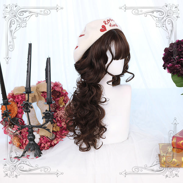 Lolita yellow brown curly wig yc22596