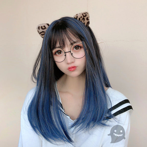 Black blue wig YC22168