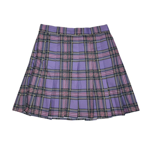 Purple plaid pleated skirt YC21878